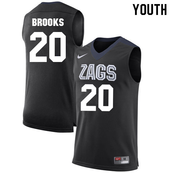Youth #20 Colby Brooks Gonzaga Bulldogs College Basketball Jerseys Sale-Black